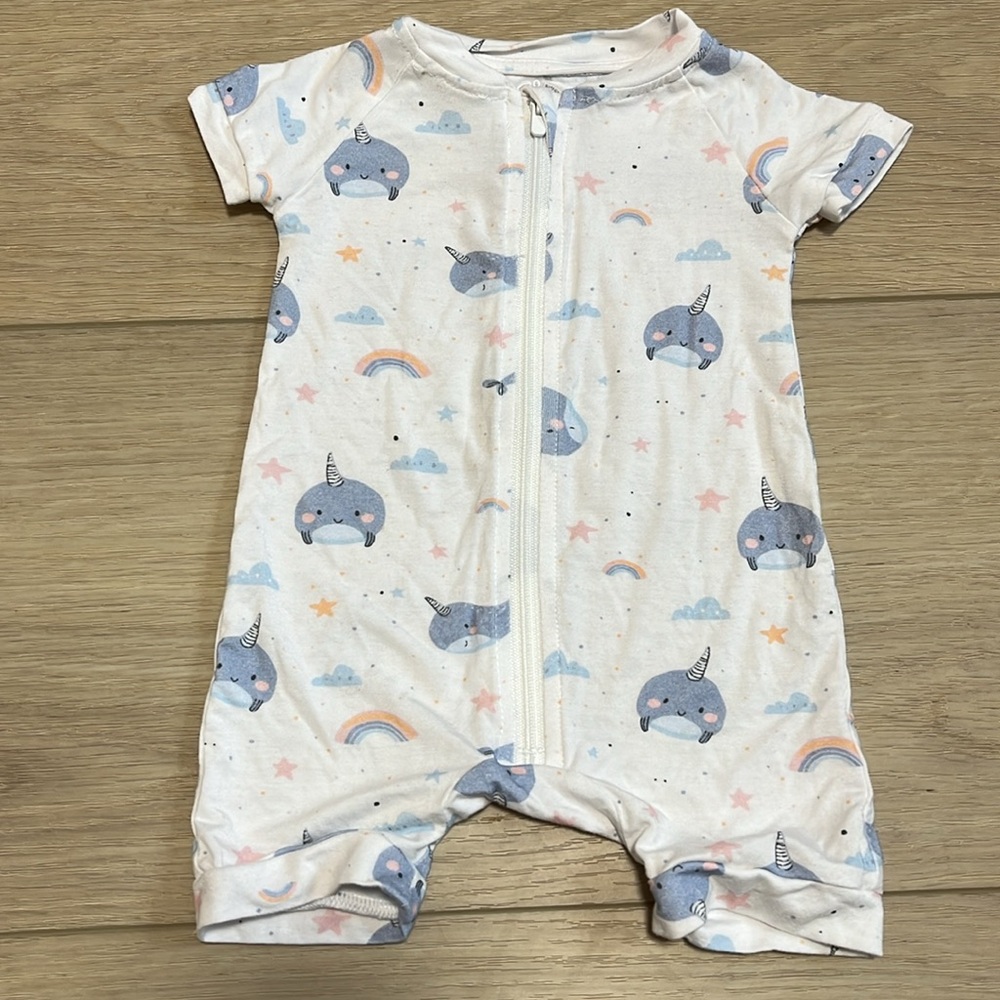 LVKiss Bamboo Viscose Colorful Dinosaur and Narwhal Baby Summer Rompers Size 0-3 - Picture 3 of 5